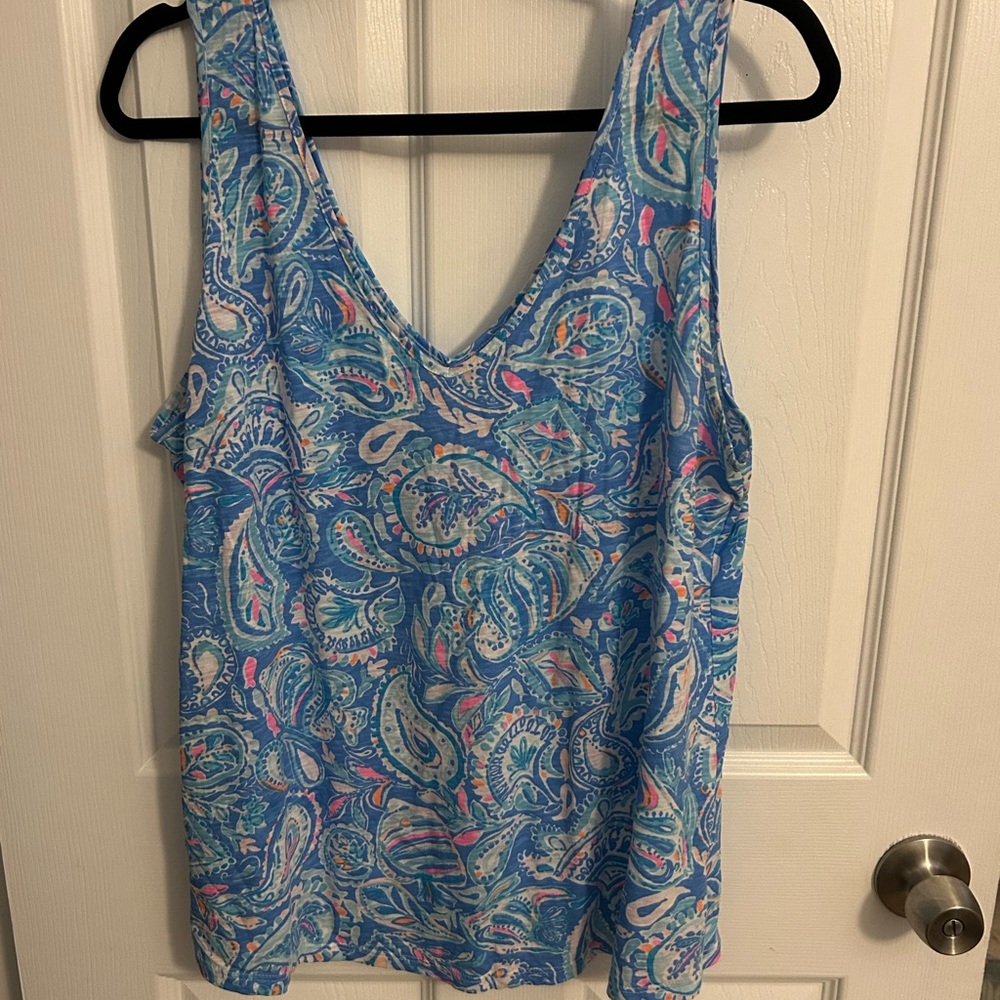 Lilly Pulitzer Blue and Pink Paisley Tank Top